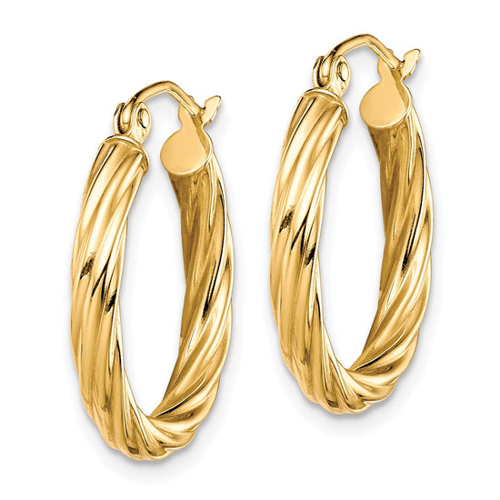 3.25mm Gold Twisted Hoop Earrings