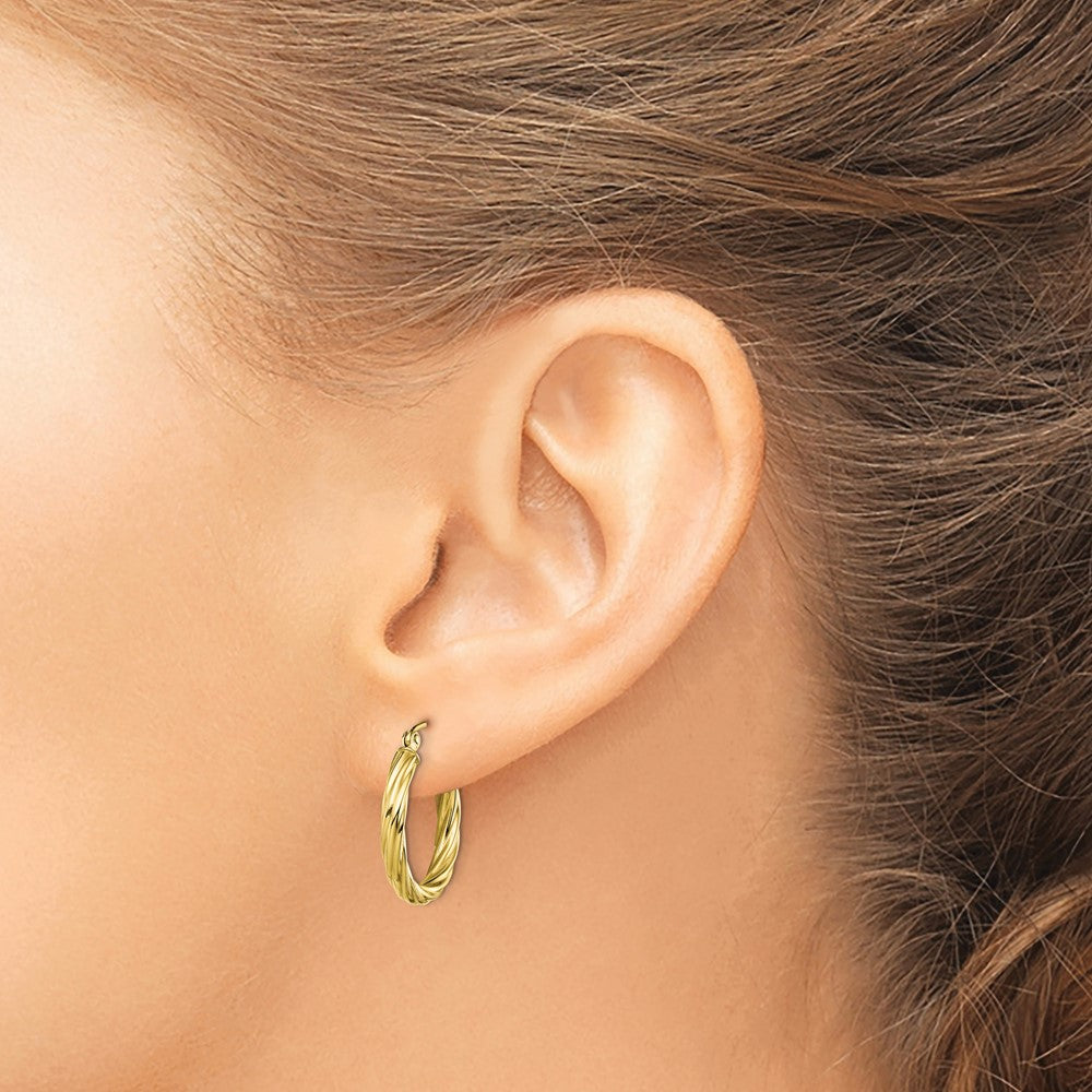3.25mm Gold Twisted Hoop Earrings