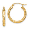 3.25mm Gold Twisted Hoop Earrings