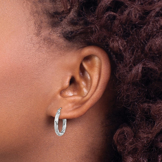 3.25mm Gold Twisted Hoop Earrings