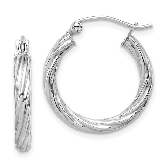 3.25mm Gold Twisted Hoop Earrings