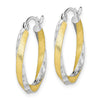 2.5mm Gold & Rhodium Satin Diamond-cut Twisted Hoop Earrings