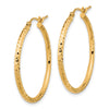 10k Diamond-cut 2mm Round Tube Hoop Earrings