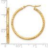 10k Diamond-cut 2mm Round Tube Hoop Earrings