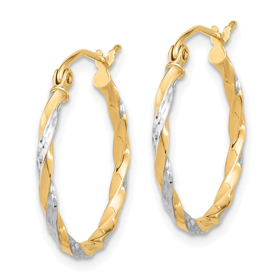 2mm Gold Rhodium Twisted Hoop Earrings