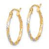 2mm Gold Rhodium Twisted Hoop Earrings
