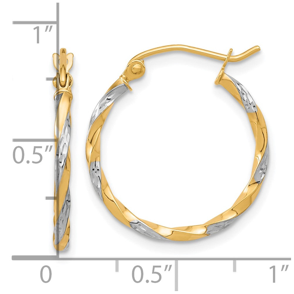 2mm Gold Rhodium Twisted Hoop Earrings