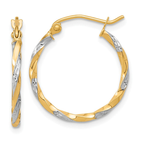 2mm Gold Rhodium Twisted Hoop Earrings