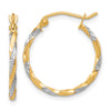 2mm Gold Rhodium Twisted Hoop Earrings