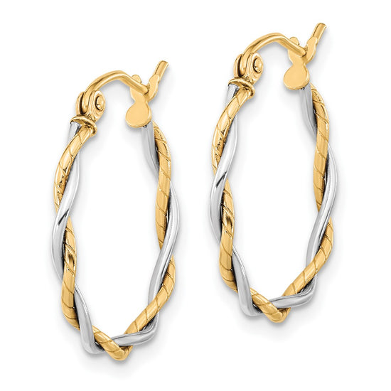 Gold Twisted Tube Hoop Earrings