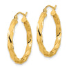 10k Polished 3mm Twisted Hoop Earrings