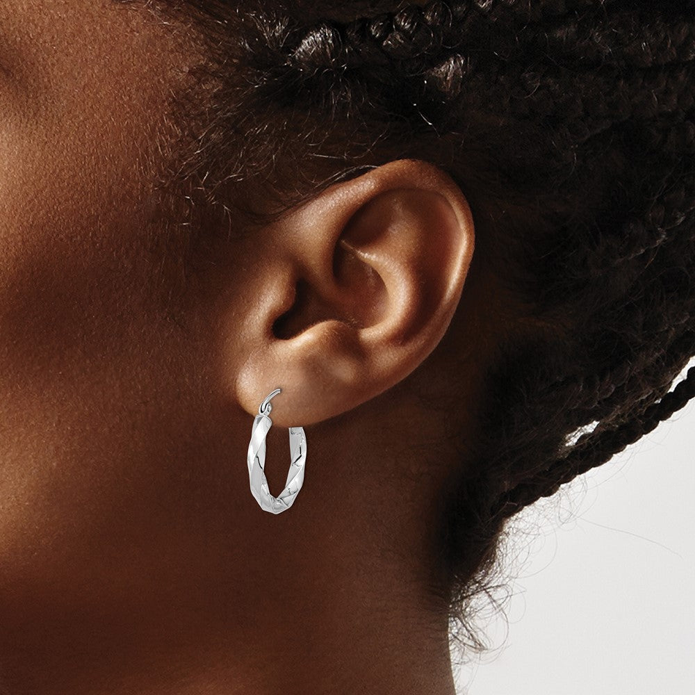 3mm Gold Twisted Tube Hoop Earrings