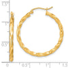 2.5mm Gold Satin Polished Twisted Tube Hoop Earrings