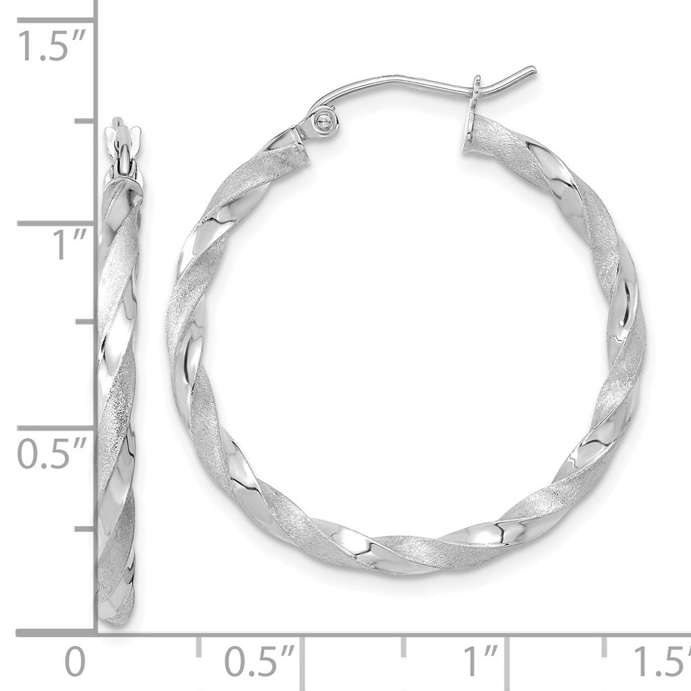 2.5mm Gold Satin Polished Twisted Tube Hoop Earrings