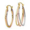 Gold Tri-color Triple Hoop Earrings