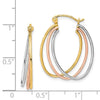 Gold Tri-color Triple Hoop Earrings