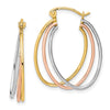 Gold Tri-color Triple Hoop Earrings