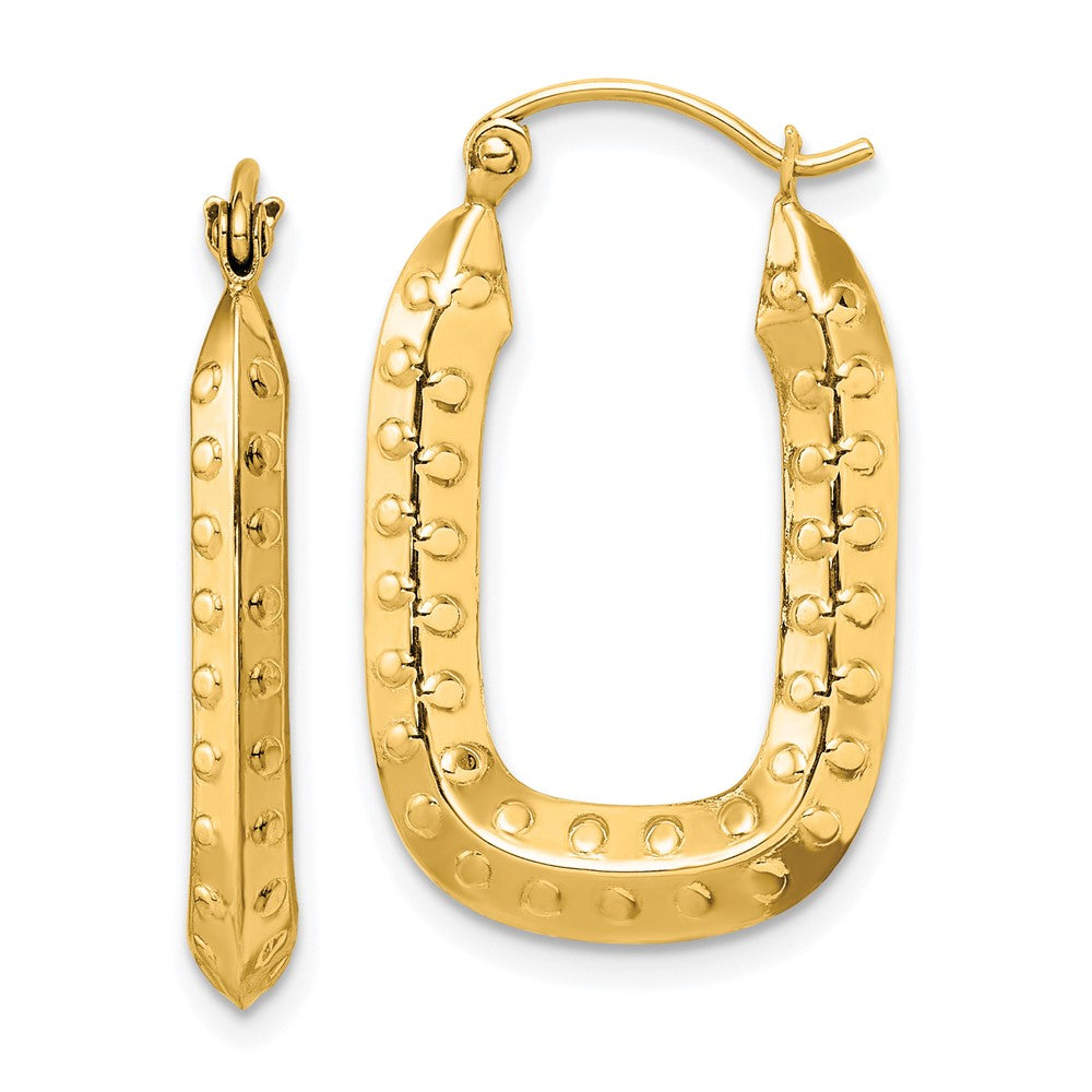 Gold Polished and Textured Square Hoop Earrings