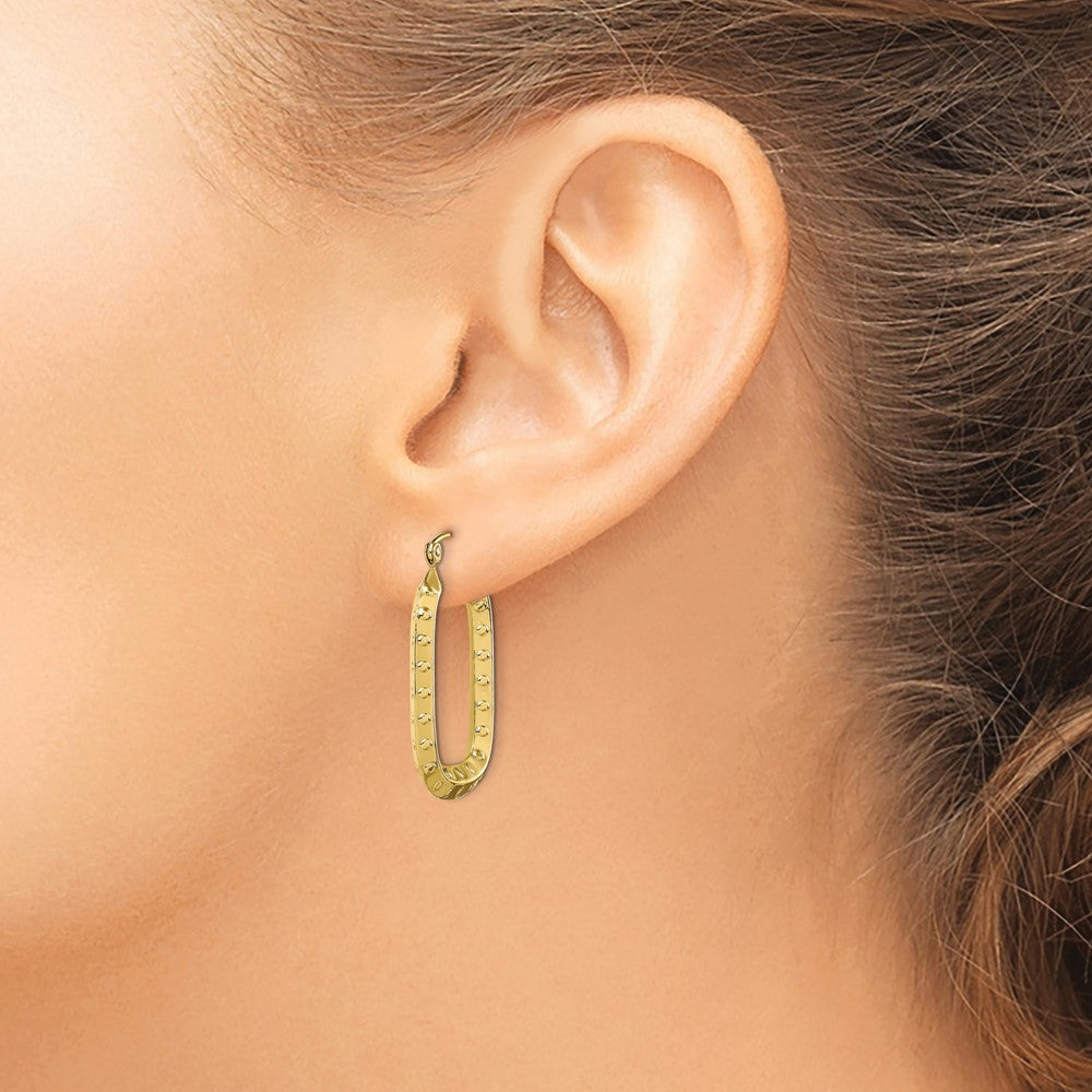 Gold Polished and Textured Square Hoop Earrings
