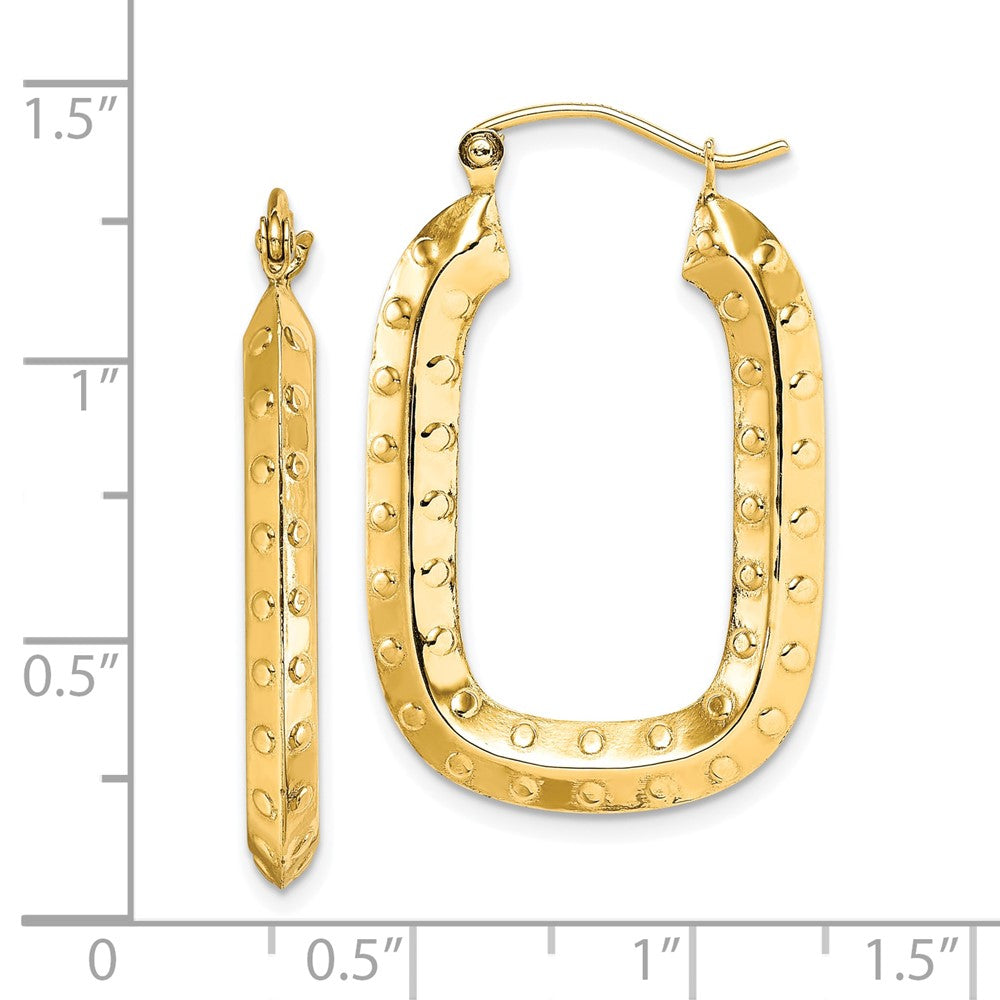 Gold Polished and Textured Square Hoop Earrings