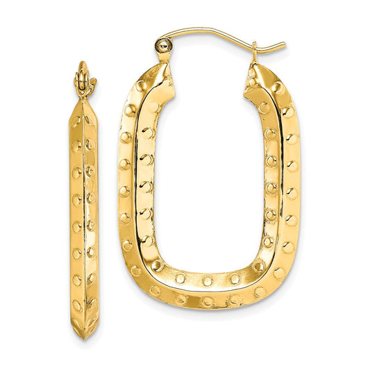 Gold Polished and Textured Square Hoop Earrings