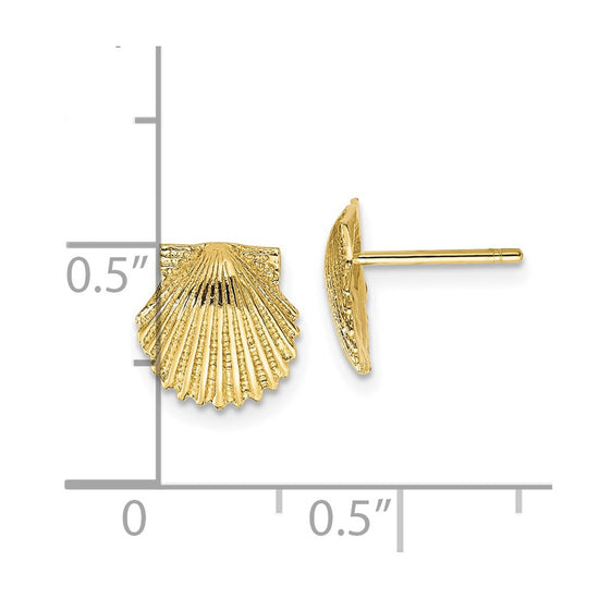 10k Scallop Shell Post Earrings