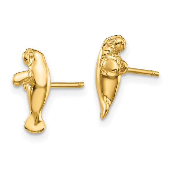 10k Mini Manatee Post Earrings