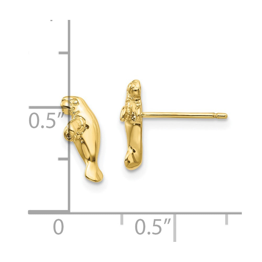 Gold Manatee Post Earrings