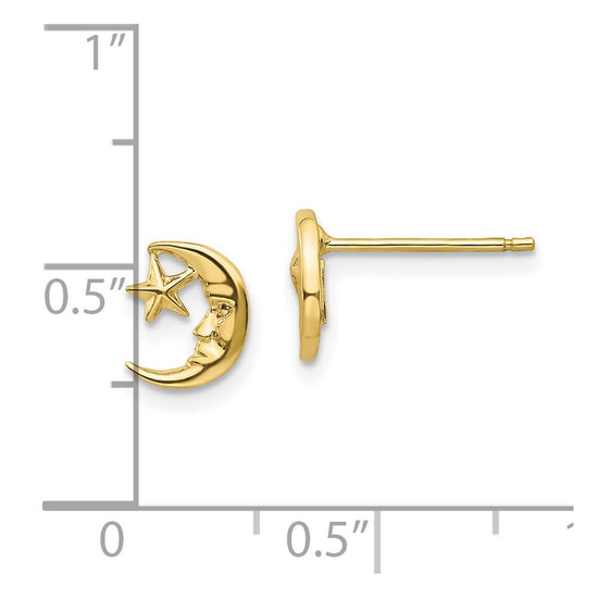 10k Moon and Star Post Earrings