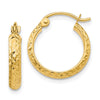 Gold Hollow Diamond-cut Hoop Earrings