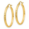 10k Diamond-cut 2.8x30mm Hollow Hoop Earrings