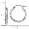 10k White Gold Diamond-cut 2.8x18mm Hollow Hoop Earrings