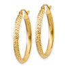 10k Knife Edge Diamond-cut 2.5x25mm Hollow Hoop Earrings