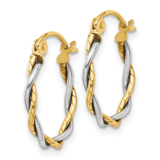 Gold Twisted Tube Hoop Earrings
