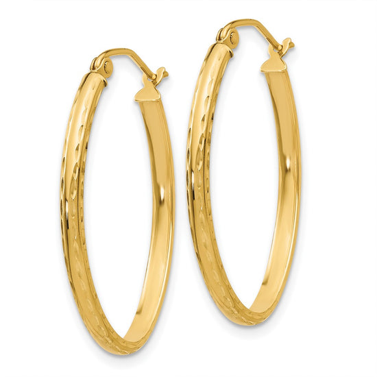 2.5mm Gold Diamond-cut Tube Hoop Earrings