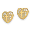 10k Heart w/Cross Post Earrings