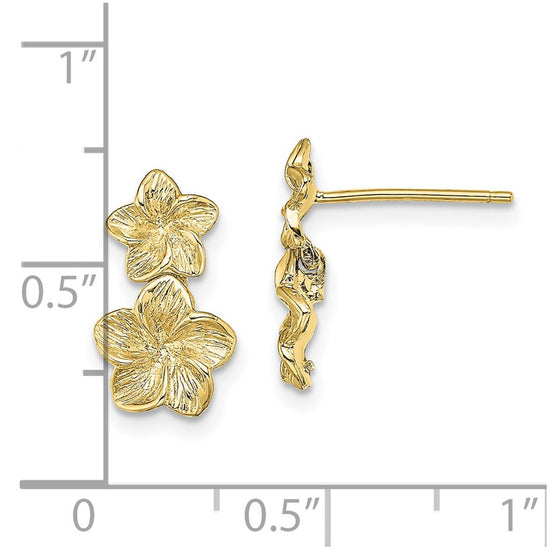 Gold Flower Dangel Post Earrings
