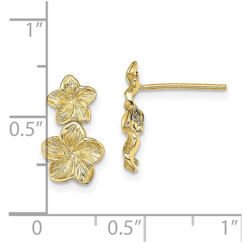 Gold Flower Dangel Post Earrings