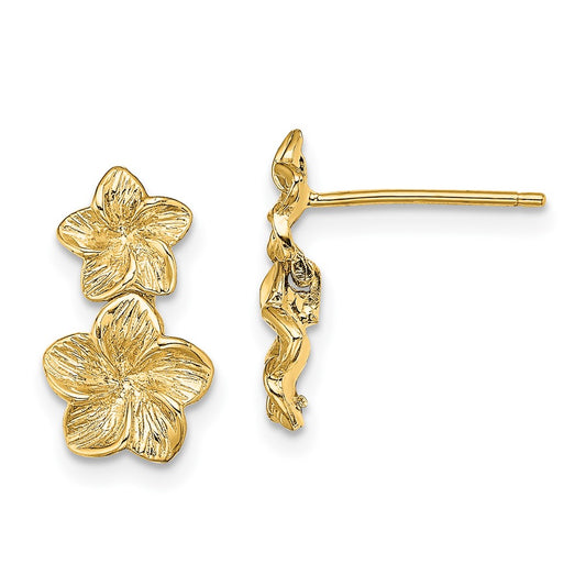 Gold Flower Dangel Post Earrings