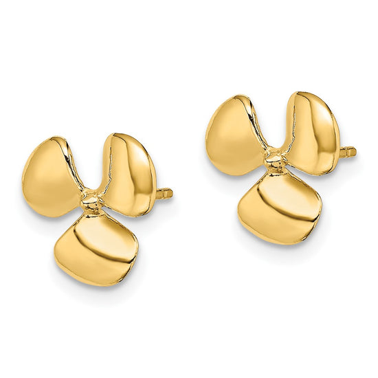 Gold Propeller Post Earrings