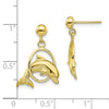10K Polished Dolphin Jumping Through Hoop Earrings
