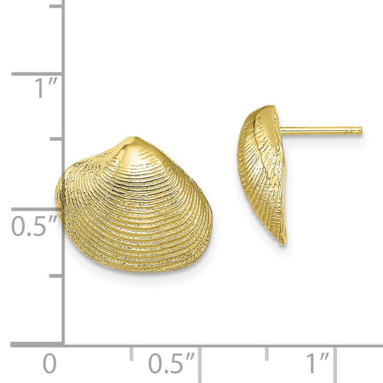 Gold Clam Shell Post Earrings
