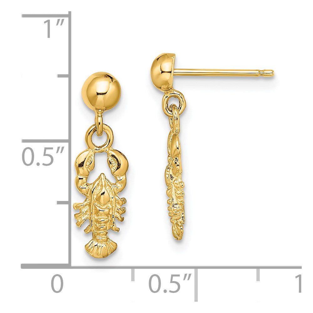 Gold Lobster Dangle Post Earrings