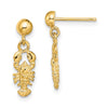 Gold Lobster Dangle Post Earrings