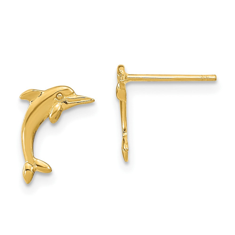 Gold Dolphin Post Earrings