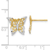 10k w/Rhodium Butterfly Post Earrings