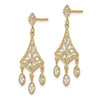 10K w/Rhodium Filigree Chandelier Dangle Earrings