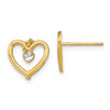 10k w/ Rhodium D/C Heart Post Earrings