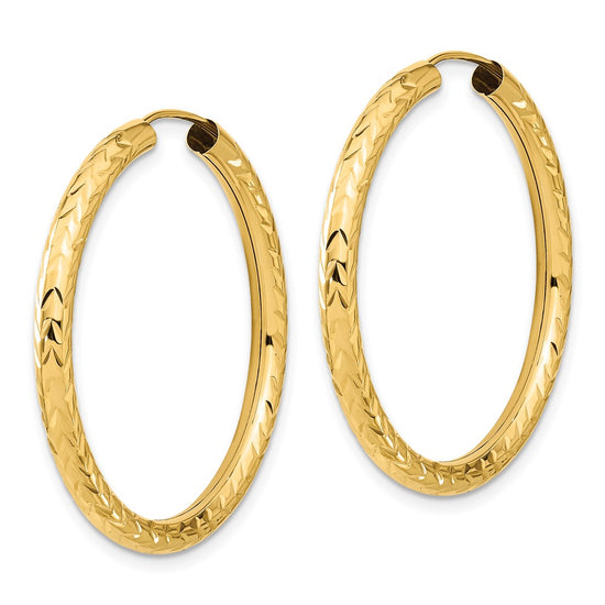 3.0mm Diamond-cut Endless Gold Hoop Earrings