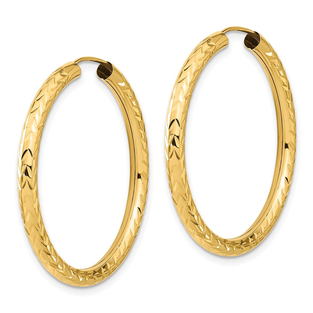 3.0mm Diamond-cut Endless Gold Hoop Earrings